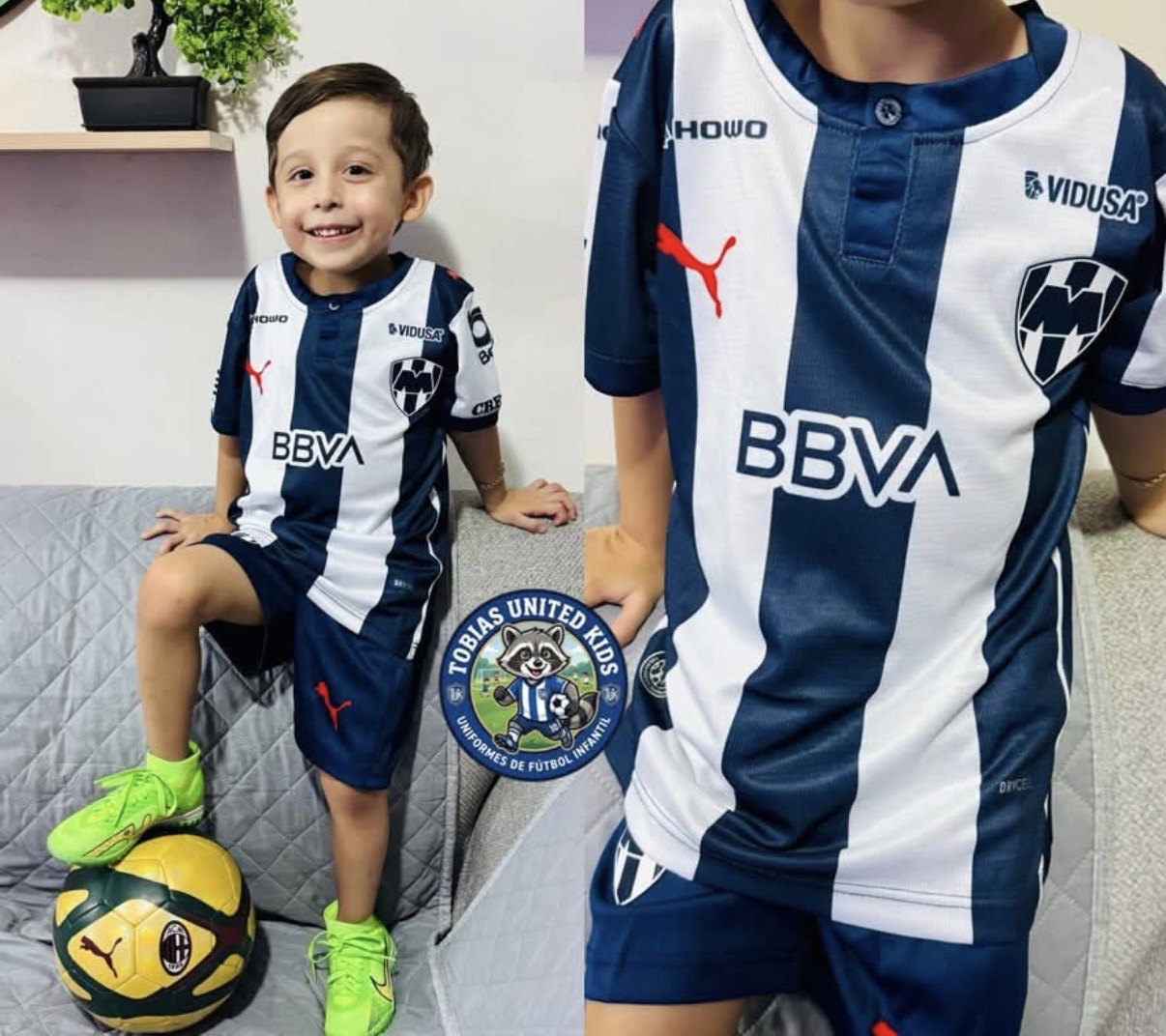 Kids navy striped soccer kit