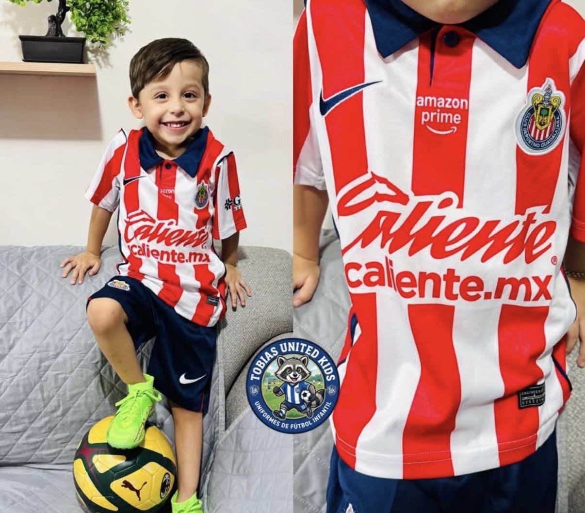 Kids red and white soccer kit