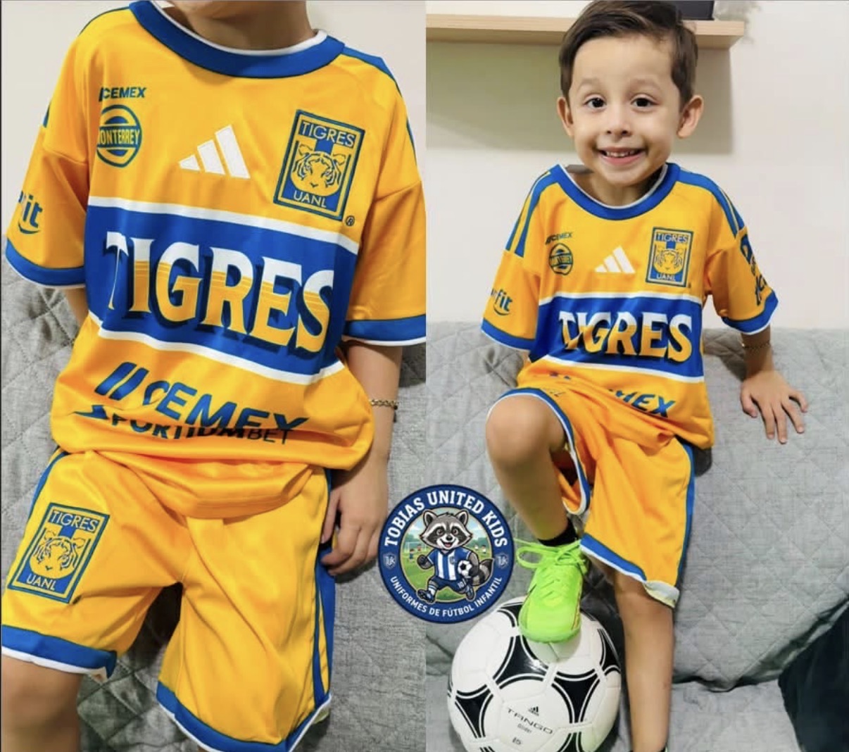 Kids yellow and blue soccer kit
